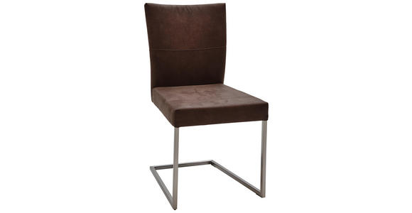 SCHWINGSTUHL Mikrofaser Braun, Edelstahlfarben - Edelstahlfarben/Braun, Design, Textil/Metall (48/91,5/67cm) - Dieter Knoll