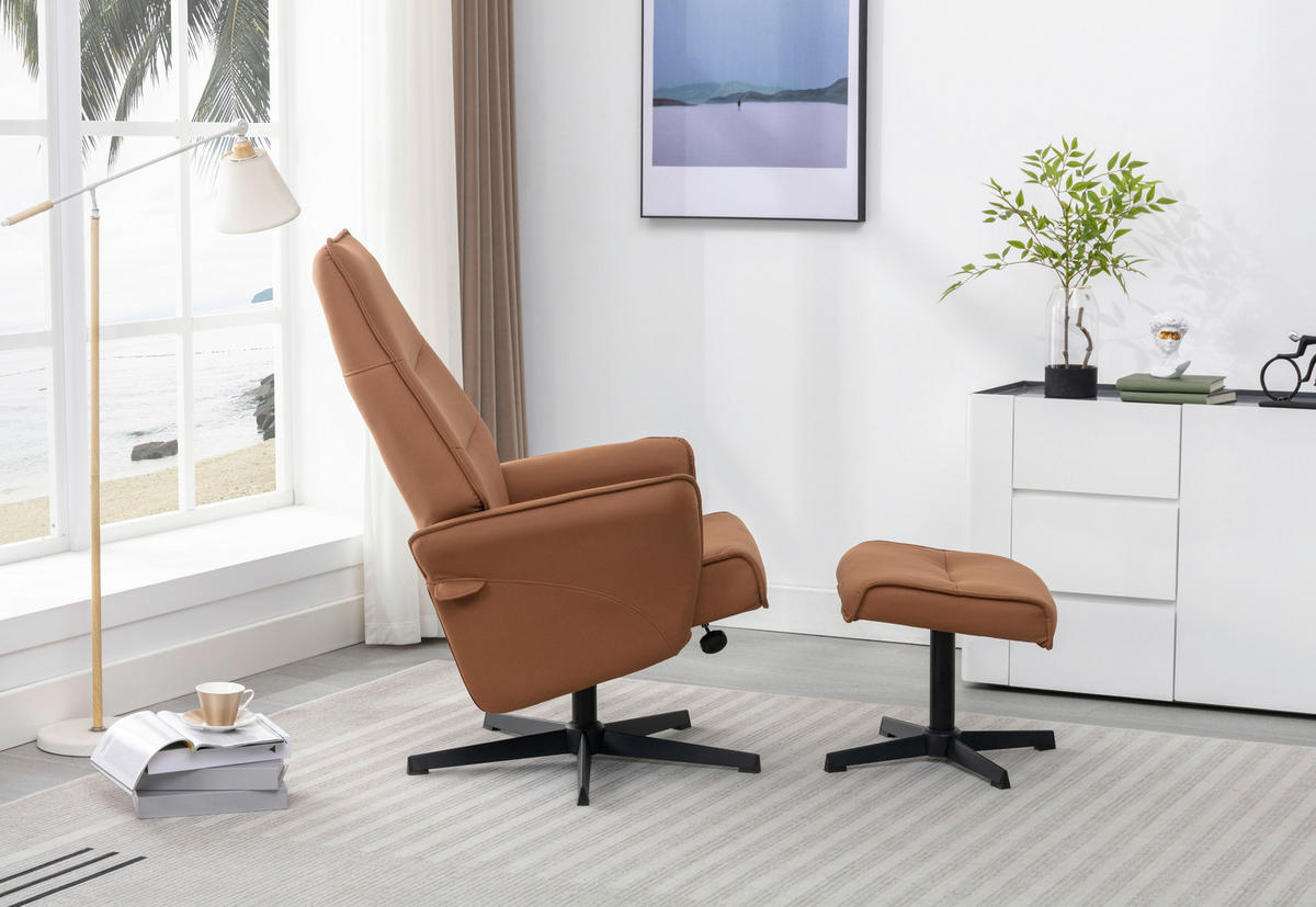 RELAXSESSELSET Mikrofaser    - Currygelb/Schwarz, Design, Textil/Metall (77/109/86cm) - Livetastic