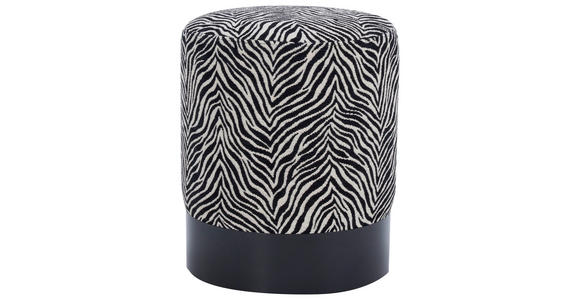 HOCKER in Holz, Metall, Textil Schwarz, Weiß  - Schwarz/Weiß, KONVENTIONELL, Holz/Textil (35/42/35cm) - Xora