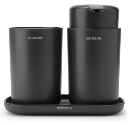 BADRUMSSET plast  - mörkgrå, Basics, plast (16,8/14,9/9,7cm) - Brabantia