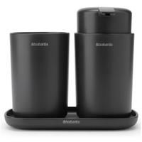 BADRUMSSET plast  - mörkgrå, Basics, plast (16,8/14,9/9,7cm) - Brabantia