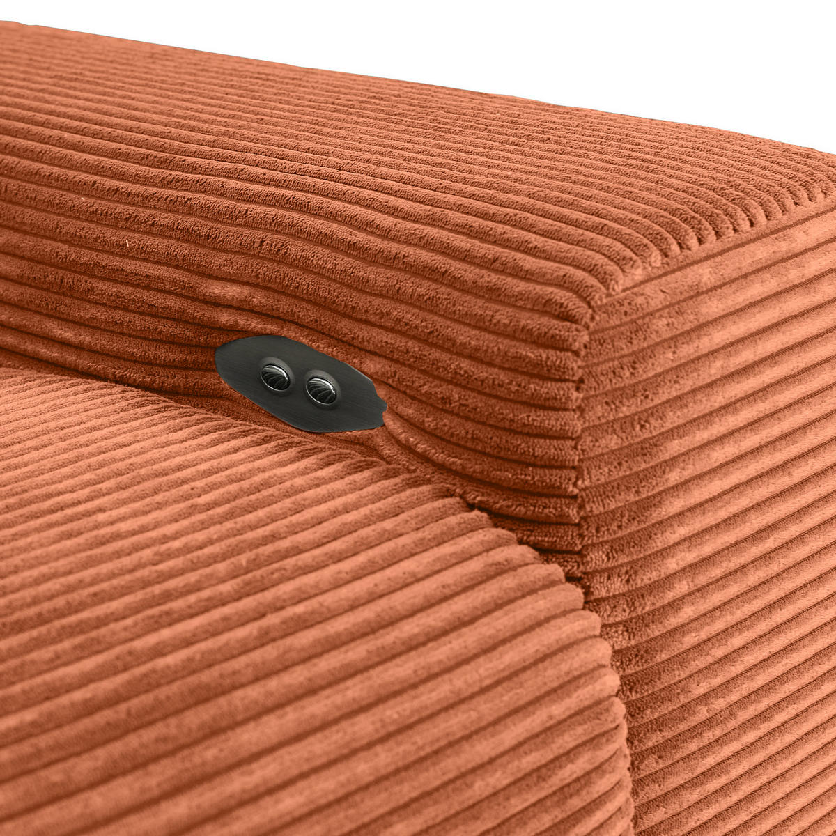 ECKSOFA Rostfarben Cord  - Rostfarben/Schwarz, KONVENTIONELL, Textil/Metall (165/295cm) - Carryhome