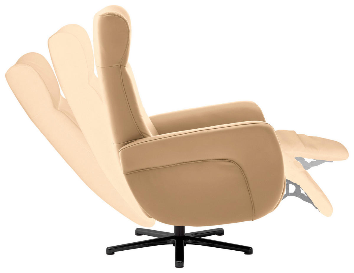 FAUTEUIL RELAX in Leder Honig  - Schwarz/Honig, Design, Leder/Metall (76/112/83cm) - Beldomo Speed