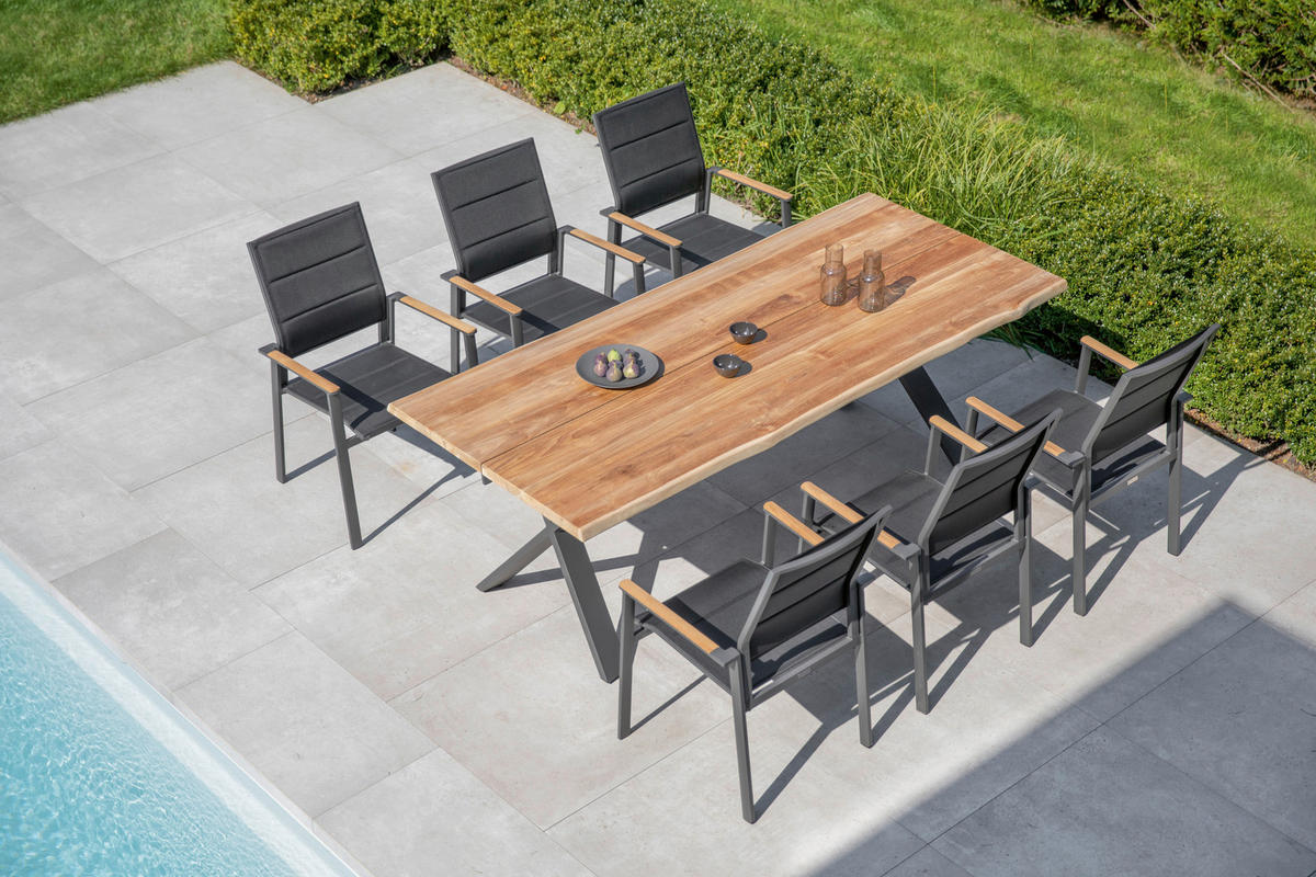GARTENTISCH 220/95/76 cm Holz Teakfarben rechteckig  - Anthrazit/Teakfarben, Design, Holz/Metall (220/95/76cm)