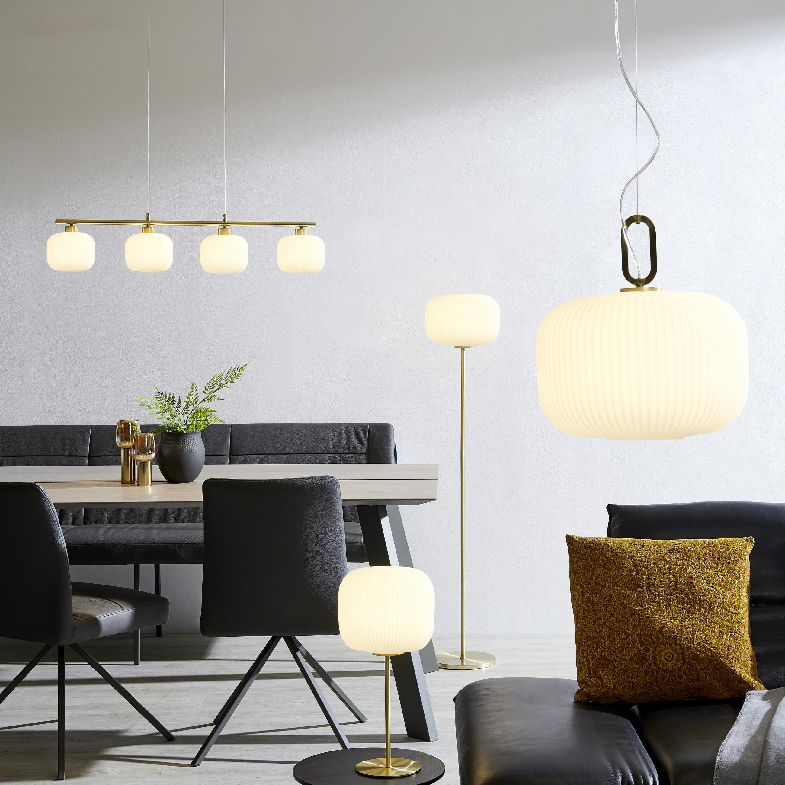 ZÁVESNÁ LAMPA, E27/60 W, 35/150 cm - farby mosadze, Design, sklo (35/150cm) - Dieter Knoll