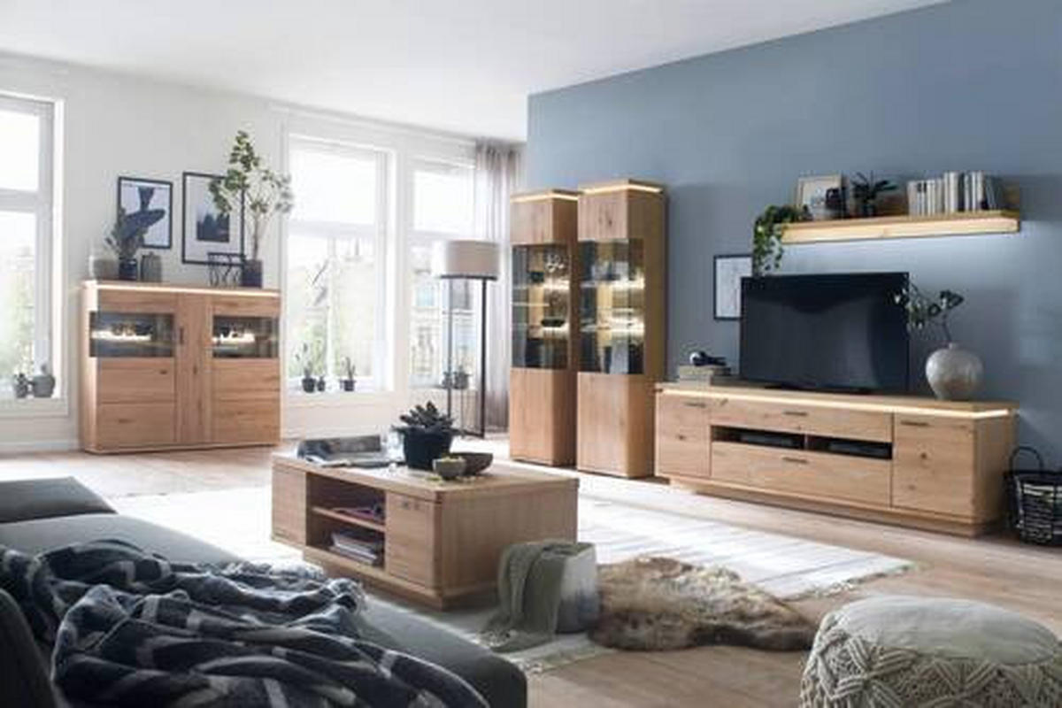 HYLLKOMBINATION  i ekfärgad  340/204/50 cm  - grå/ekfärgad, Design, metall/trämaterial (340/204/50cm) - Livetastic
