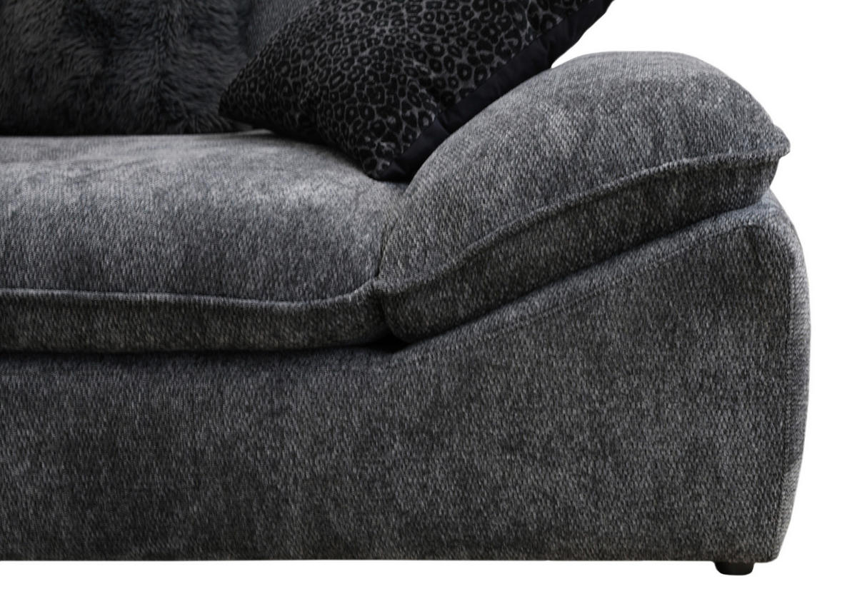 BIGSOFA Chenille Anthrazit  - Anthrazit/Schwarz, Trend, Textil (310/76-90/124cm) - MID.YOU