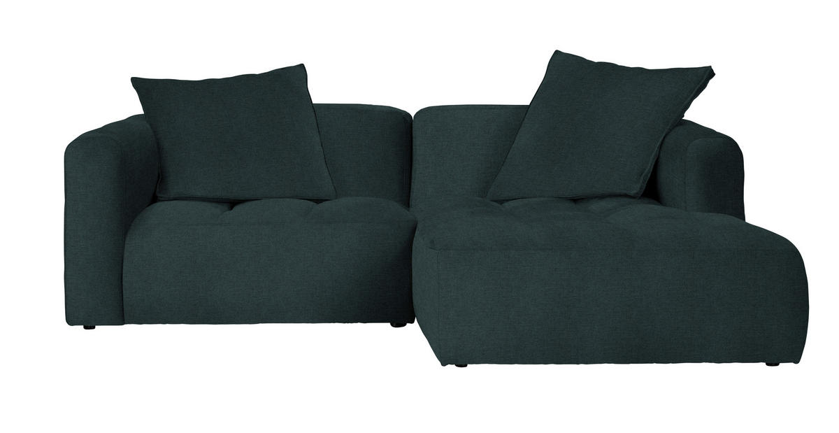 ECKSOFA Petrol Flachgewebe  - Petrol/Schwarz, LIFESTYLE, Kunststoff/Textil (240/173cm) - Stylife