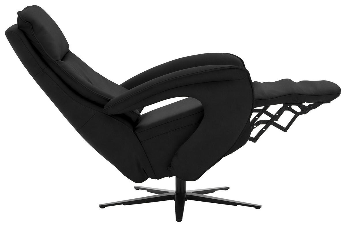 RELAXSESSEL in Leder Schwarz  - Schwarz, Design, Leder/Metall (77/110/87cm) - Valdera