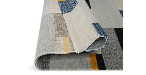 WEBTEPPICH 65/130 cm Palazzo Bloc Blau, Gelb, Grau - Blau/Gelb, LIFESTYLE, Textil (65/130cm) - Novel