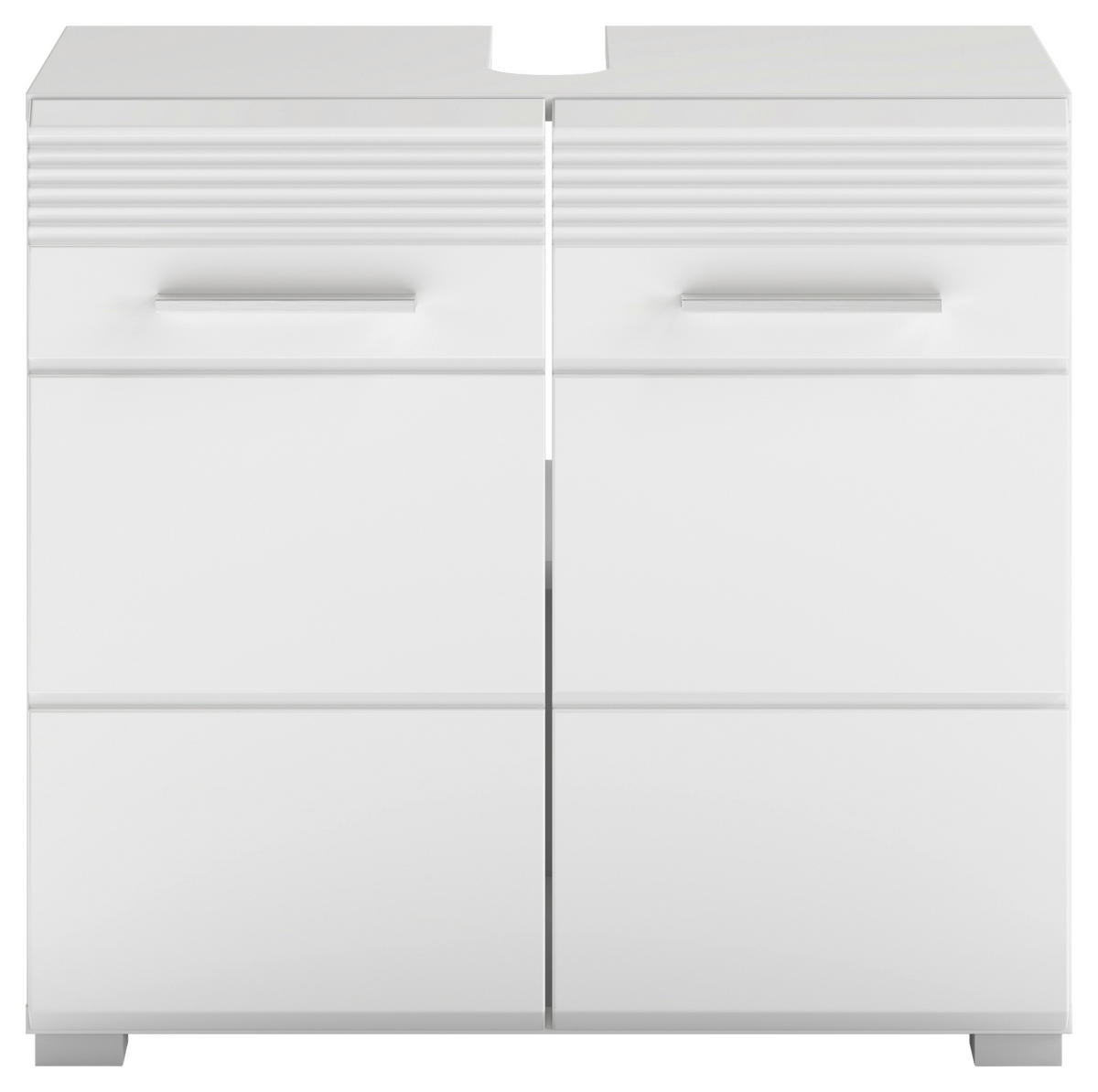 BADEZIMMER 2-teilig  in  - Weiß Hochglanz/Silberfarben, MODERN, Glas/Holzwerkstoff (60/182/34cm) - MID.YOU