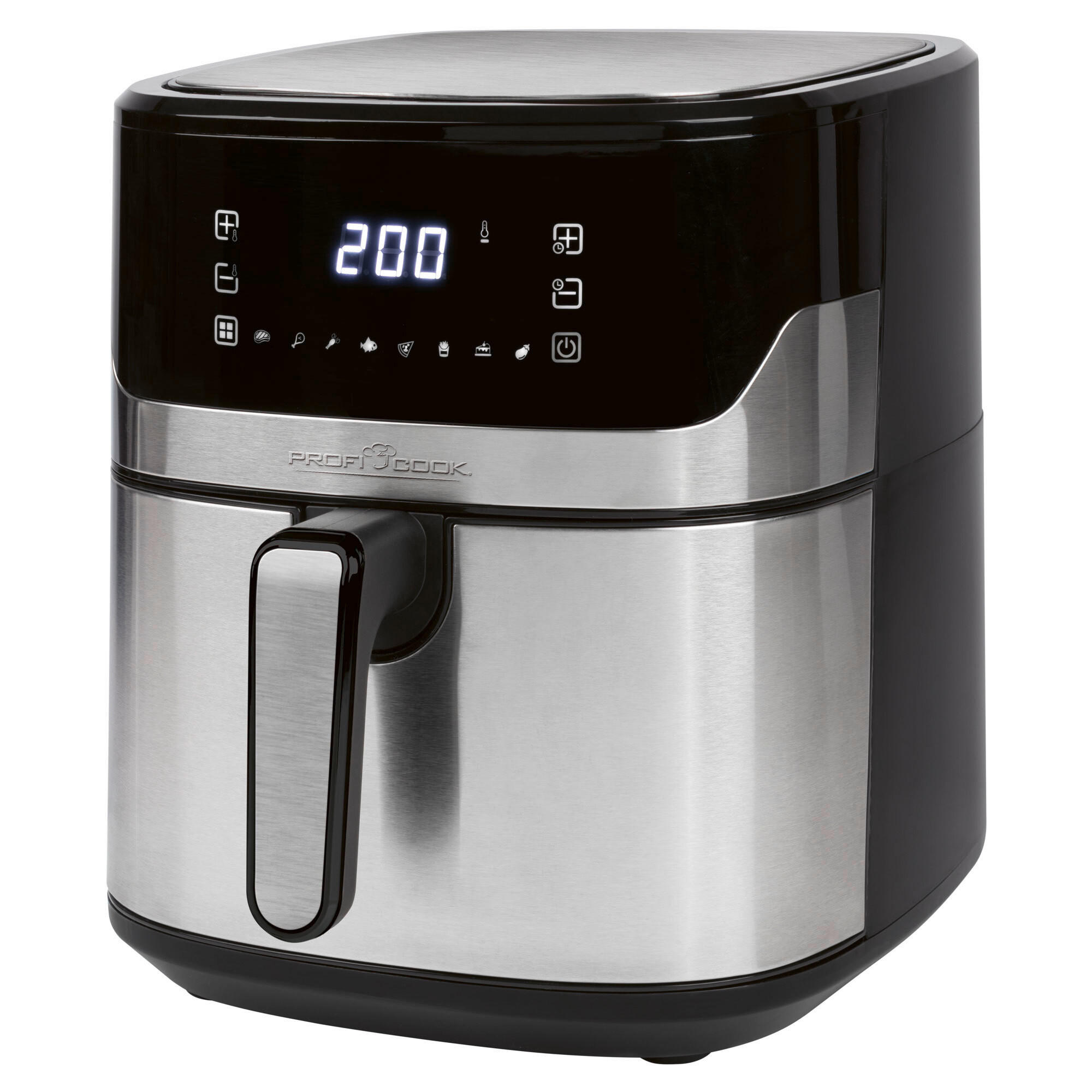 HEIßLUFTFRITTEUSE 6,5 Liter L  - Edelstahlfarben/Schwarz, Basics, Kunststoff/Metall (27.3/31.7/39.5cm) - Bomann