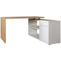 ECKSCHREIBTISCH 140/140/75 cm Eiche Artisan, Weiß Hochglanz Stauraum, seitenverkehrt montierbar  - Weiß Hochglanz/Eiche Artisan, Design, Holzwerkstoff (140/140/75cm) - Carryhome