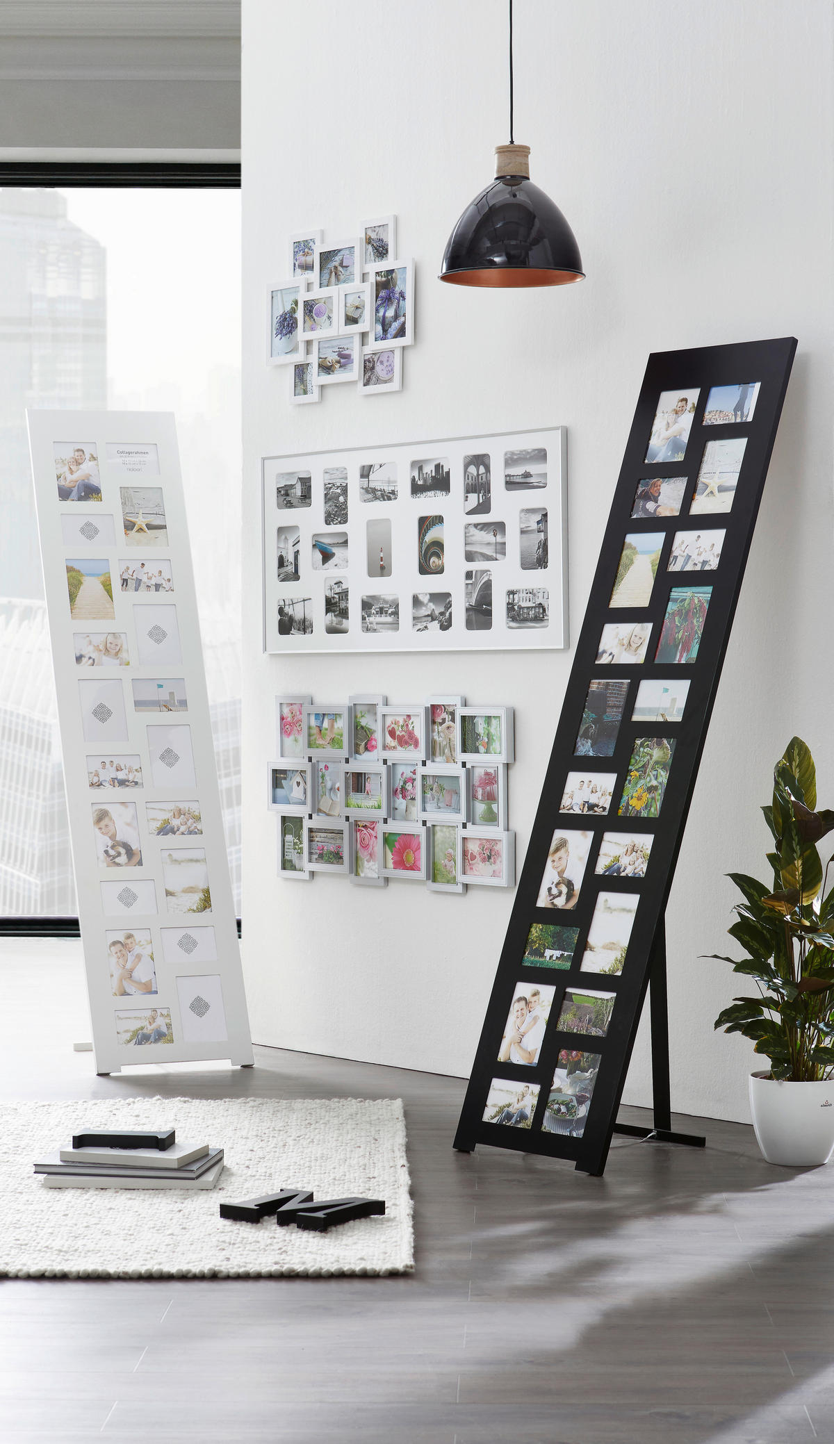 RÁM NA FOTOKOLÁŽ, 18 foto, 90/47/2,5 cm - biela, Basics, plast (90/47/2,5cm)