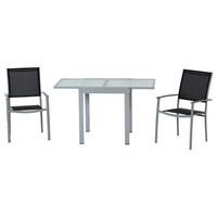 GARTENSET Aluminium  - Silberfarben/Schwarz, MODERN, Textil/Metall - Gardenson