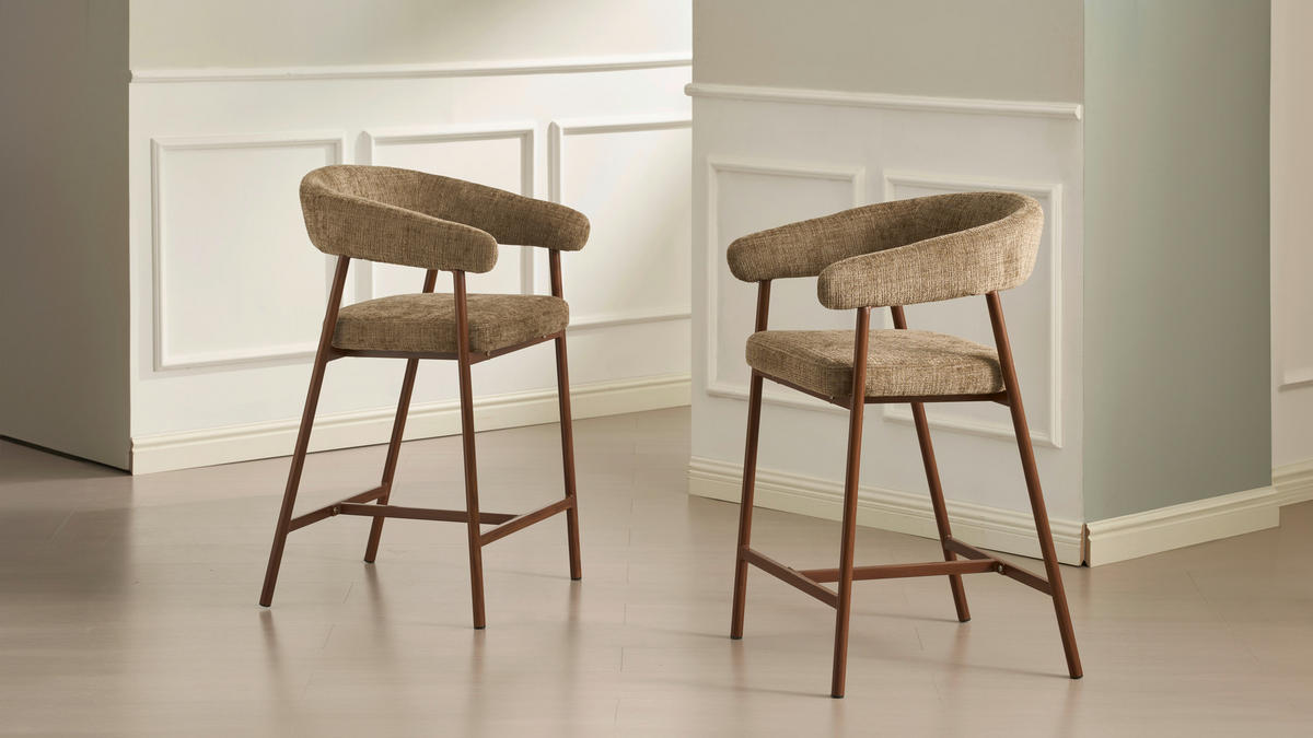 BARHOCKER in Braun, Walnussfarben  - Walnussfarben/Braun, MODERN, Holz/Textil (53/93/55cm) - Livetastic