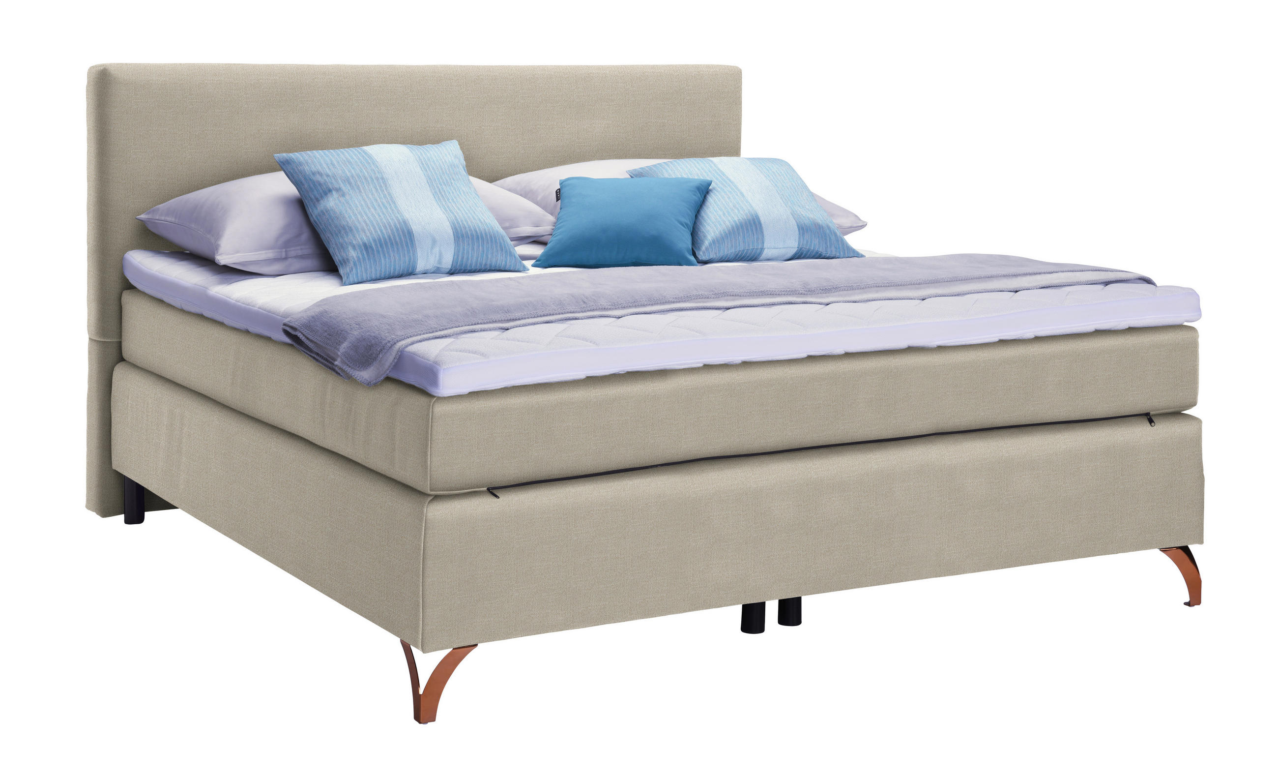BOXSPRINGBETT 120/200 cm  in Beige  - Beige/Kupferfarben, Design, Textil/Metall (120/200cm) - Esposa