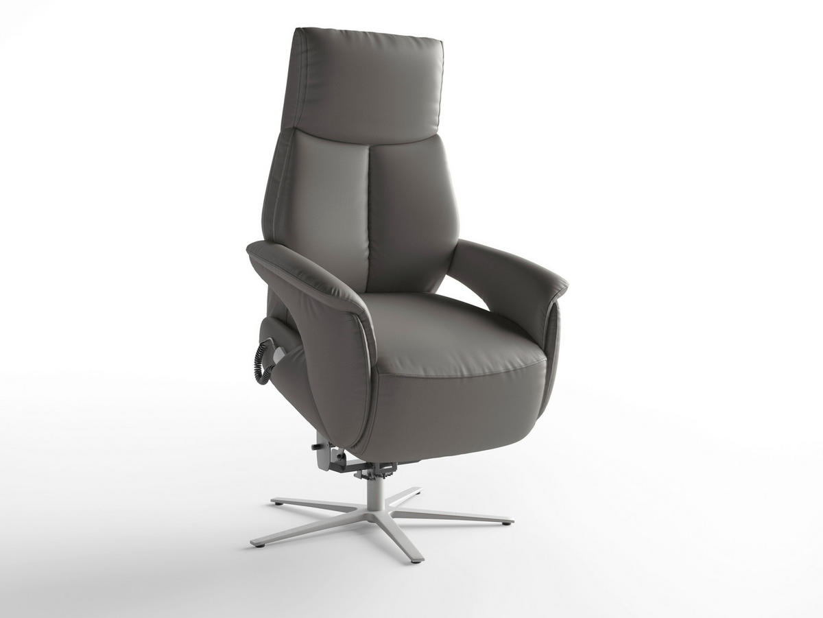RELAXAČNÍ KŘESLO, kůže, mokka - barvy stříbra/mokka, Basics, kov/kůže (75/110/85cm) - Sit & More