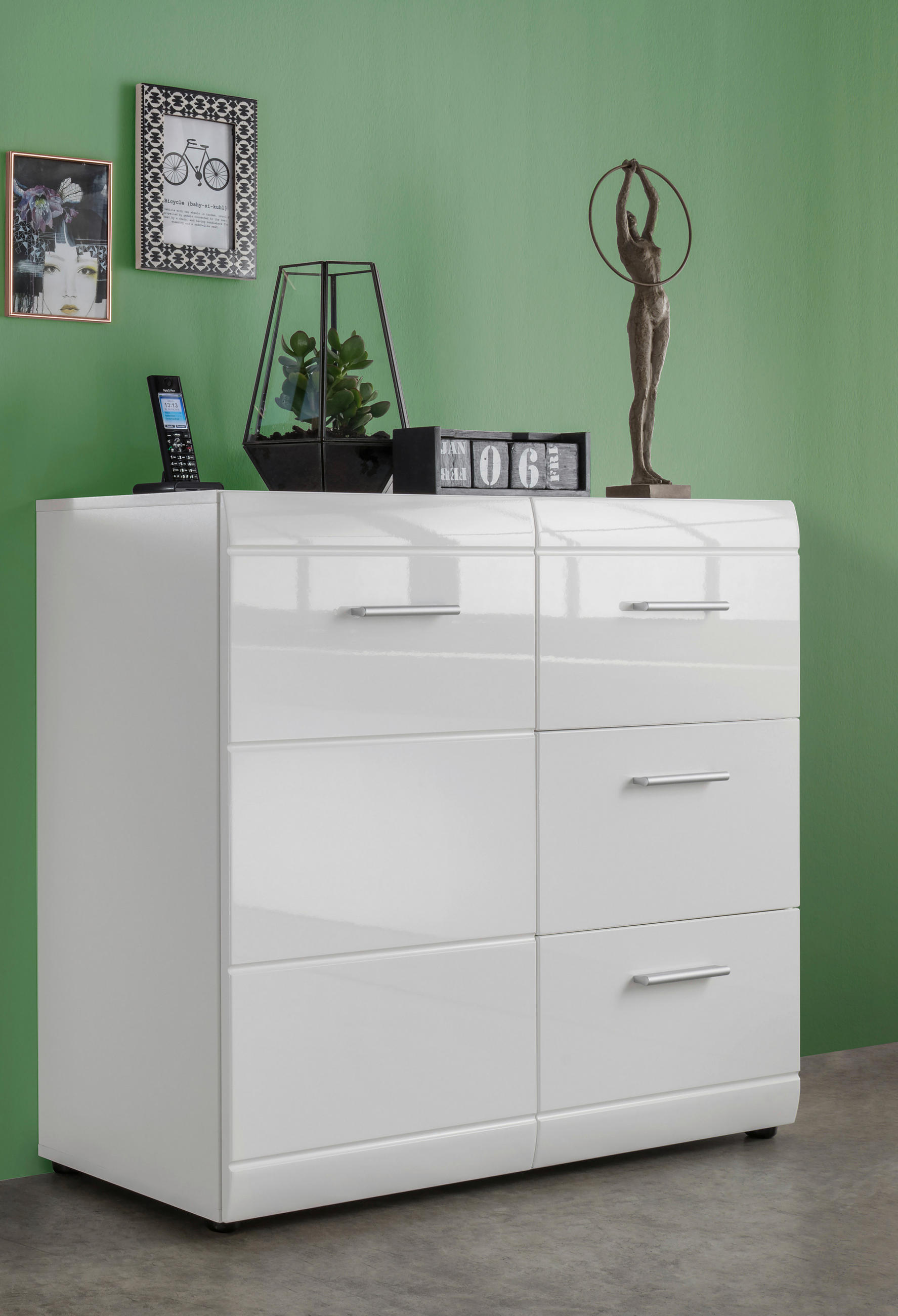 SIDEBOARD Adana  in 96/86/40 cm  - Silberfarben/Weiß, Design, Holzwerkstoff/Kunststoff (96/86/40cm) - Carryhome