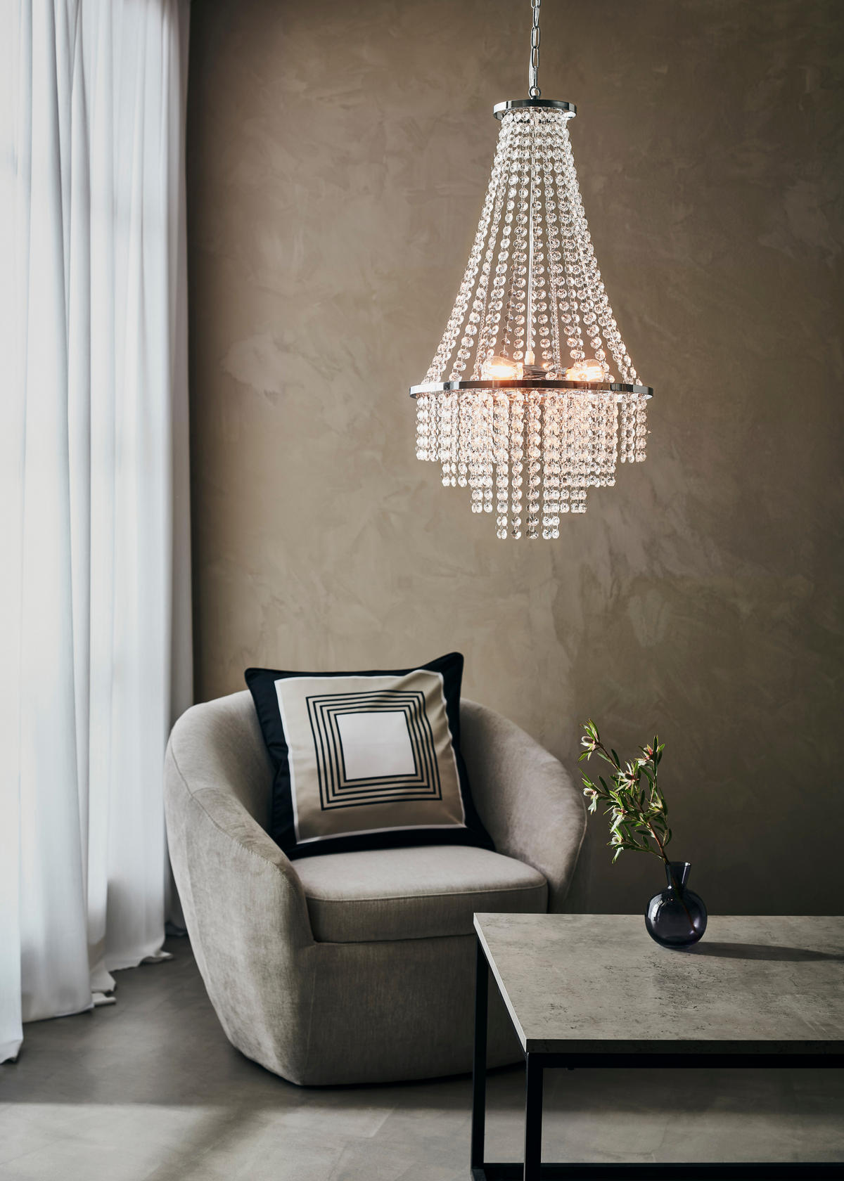 KRONLEUCHTER 38/68 cm   - Klar/Chromfarben, Basics, Glas/Metall (38/68cm) - Markslöjd