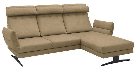 ECKSOFA  in Flachgewebe Senfgelb  279-327/176-217 cm  - Senfgelb/Schwarz, Design, Textil/Metall (279-327/176-217cm) - Dieter Knoll