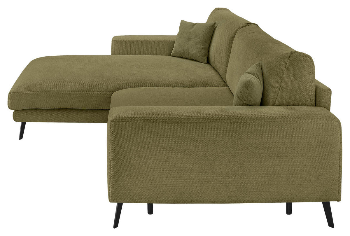ECKSOFA Dunkelgrün Webstoff  - Dunkelgrün/Schwarz, KONVENTIONELL, Textil/Metall (196/269cm) - SetOne by Musterring
