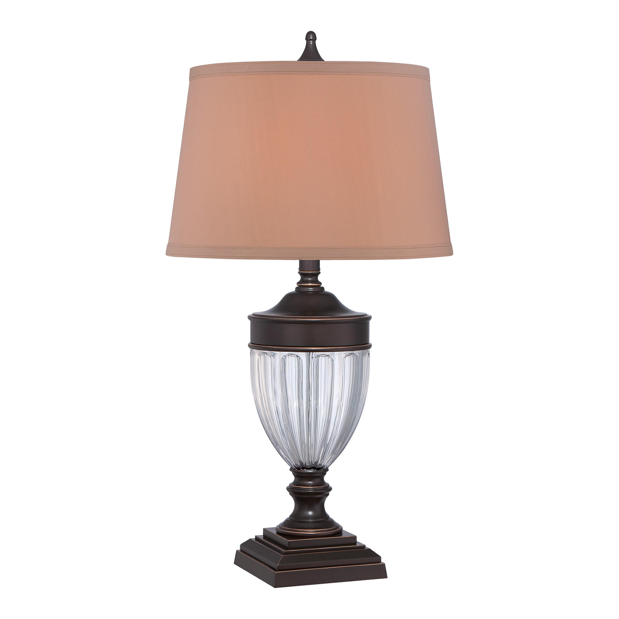 BORDSLAMPA QZ-Dennison-PB 43.2/80 cm   - bronsfärgad, Klassisk, metall/glas (43.2/80cm) - Elstead Lighting