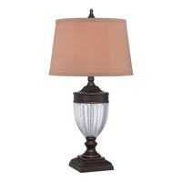BORDSLAMPA QZ-Dennison-PB 43.2/80 cm   - bronsfärgad, Klassisk, metall/glas (43.2/80cm) - Elstead Lighting