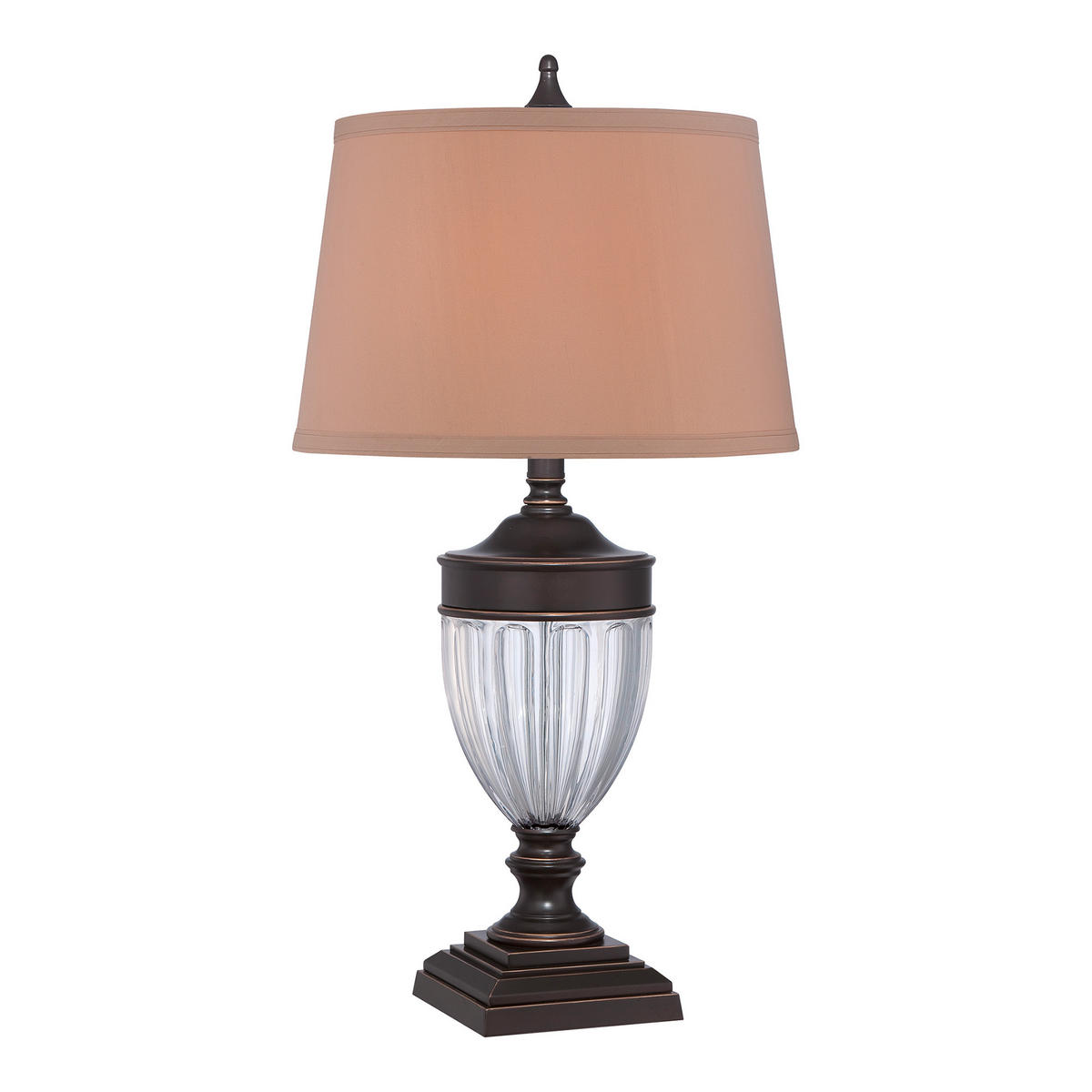 BORDSLAMPA QZ-Dennison-PB 43.2/80 cm   - bronsfärgad, Klassisk, metall/glas (43.2/80cm) - Elstead Lighting