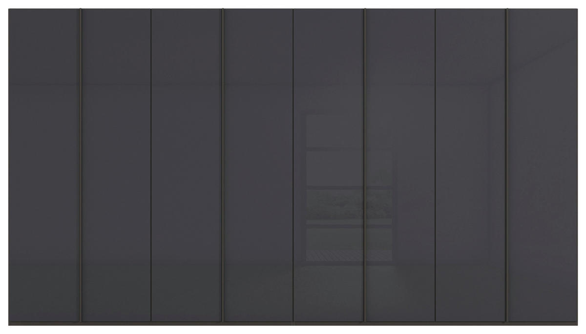DREHTÜRENSCHRANK 400/223/61 cm,  in Graphitfarben, 8-türig  - Graphitfarben, Basics, Glas/Holzwerkstoff (400/223/61cm) - Novel