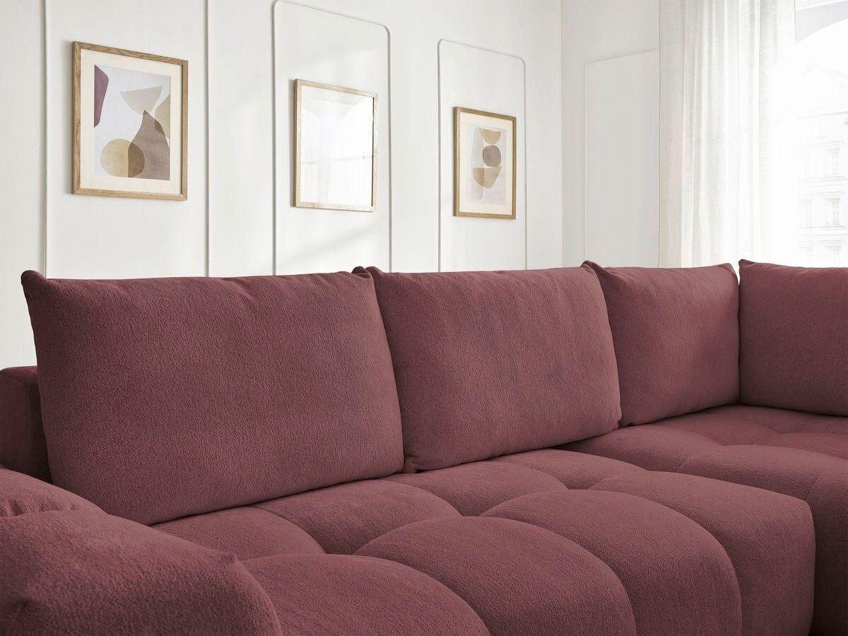ECKSCHLAFSOFA EVEREST  mit Rücken echt, Armteil links, Armteil rechts Flachgewebe Rot  - Rot/Schwarz, MODERN, Kunststoff/Textil (320/212cm)
