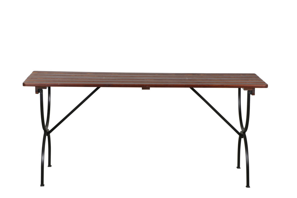 BIERTISCHGARNITUR 3-teilig  - Dunkelbraun, MODERN, Holz/Metall (60/60/180cm) - Gardenson