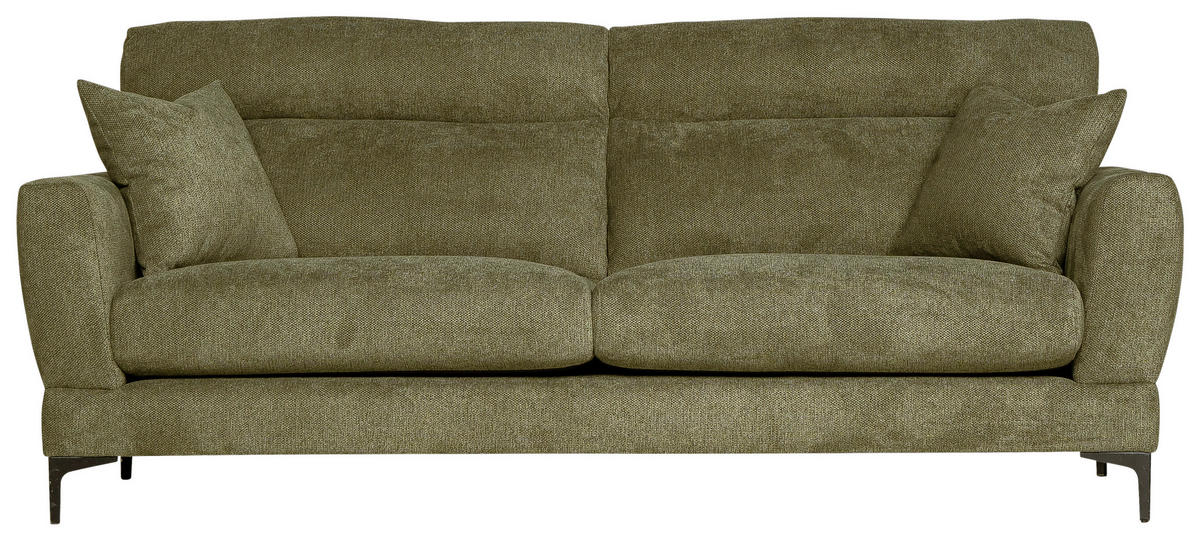 3-SITS SOFFA i struktur olivgrön  - olivgrön/svart, Klassisk, metall/trä (225/98/101cm) - Johann Jakob