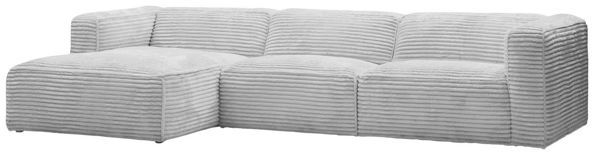 ECKSOFA in Cord Grau  - Schwarz/Grau, Design, Kunststoff/Textil (163/332cm) - Livetastic