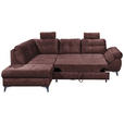 ECKSOFA Aubergine Velours  - Aubergine/Schwarz, KONVENTIONELL, Kunststoff/Textil (218/275cm) - Carryhome