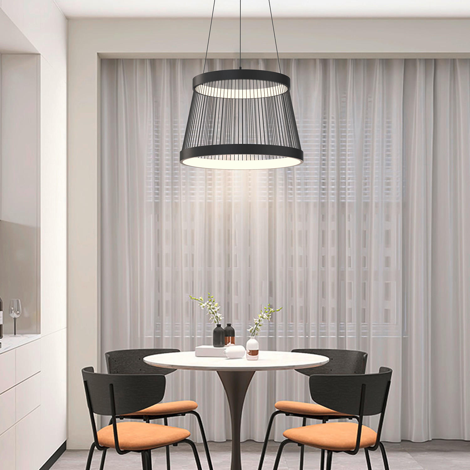 LED-PENDELLEUCHTE 50/50/150 cm  - Schwarz, Design, Metall (50/50/150cm)