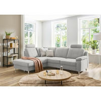 ECKSOFA in Webstoff Creme  200/241 cm  - Creme/Alufarben, KONVENTIONELL, Textil/Metall (200/241cm) - Beldomo System