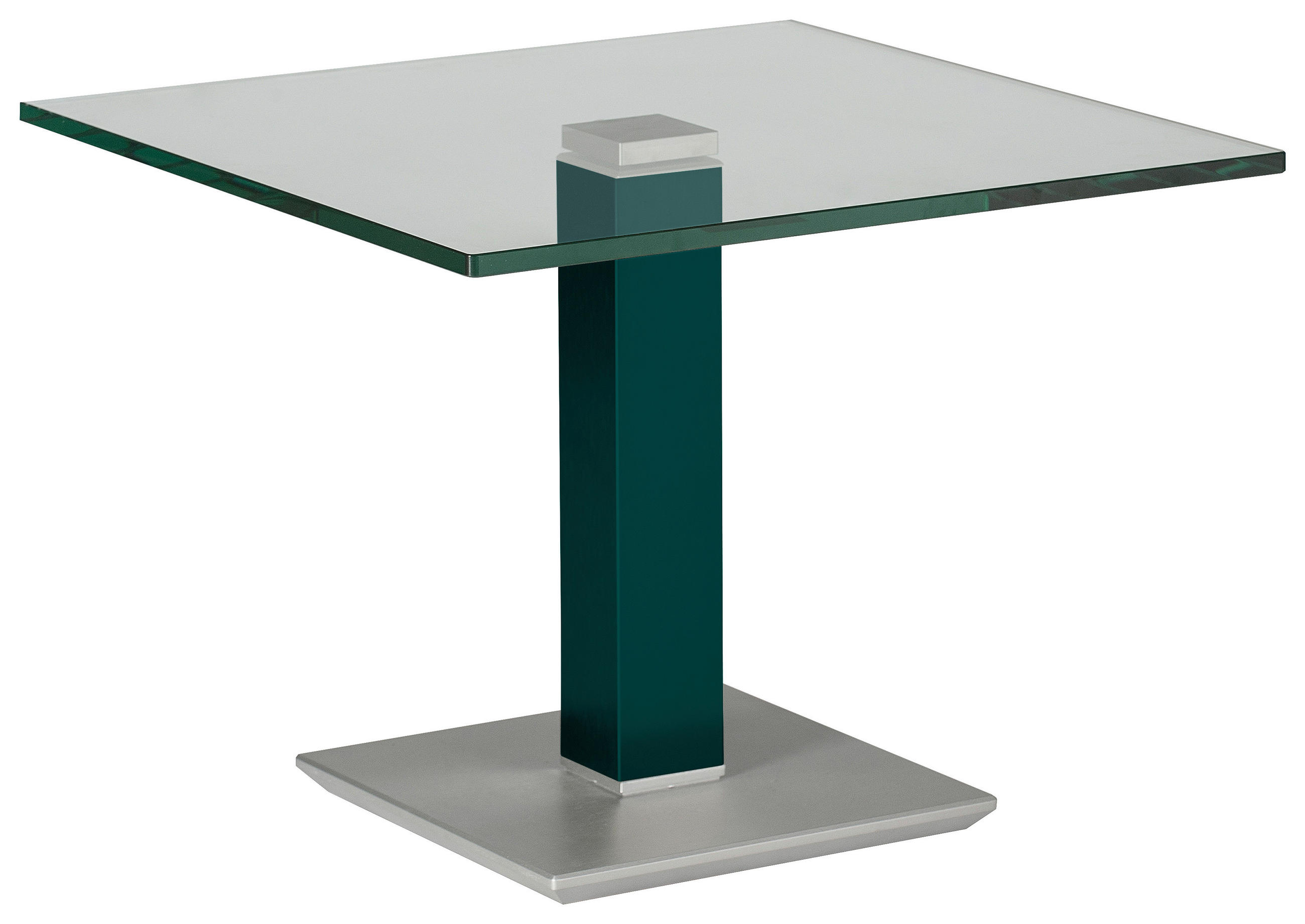 BEISTELLTISCH 60/60/46-65 cm Blau, Grün, Edelstahlfarben quadratisch  - Blau/Edelstahlfarben, Design, Glas/Kunststoff (60/60/46-65cm)