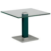 BEISTELLTISCH 60/60/46-65 cm Blau, Grün, Edelstahlfarben quadratisch  - Blau/Edelstahlfarben, Design, Glas/Kunststoff (60/60/46-65cm)
