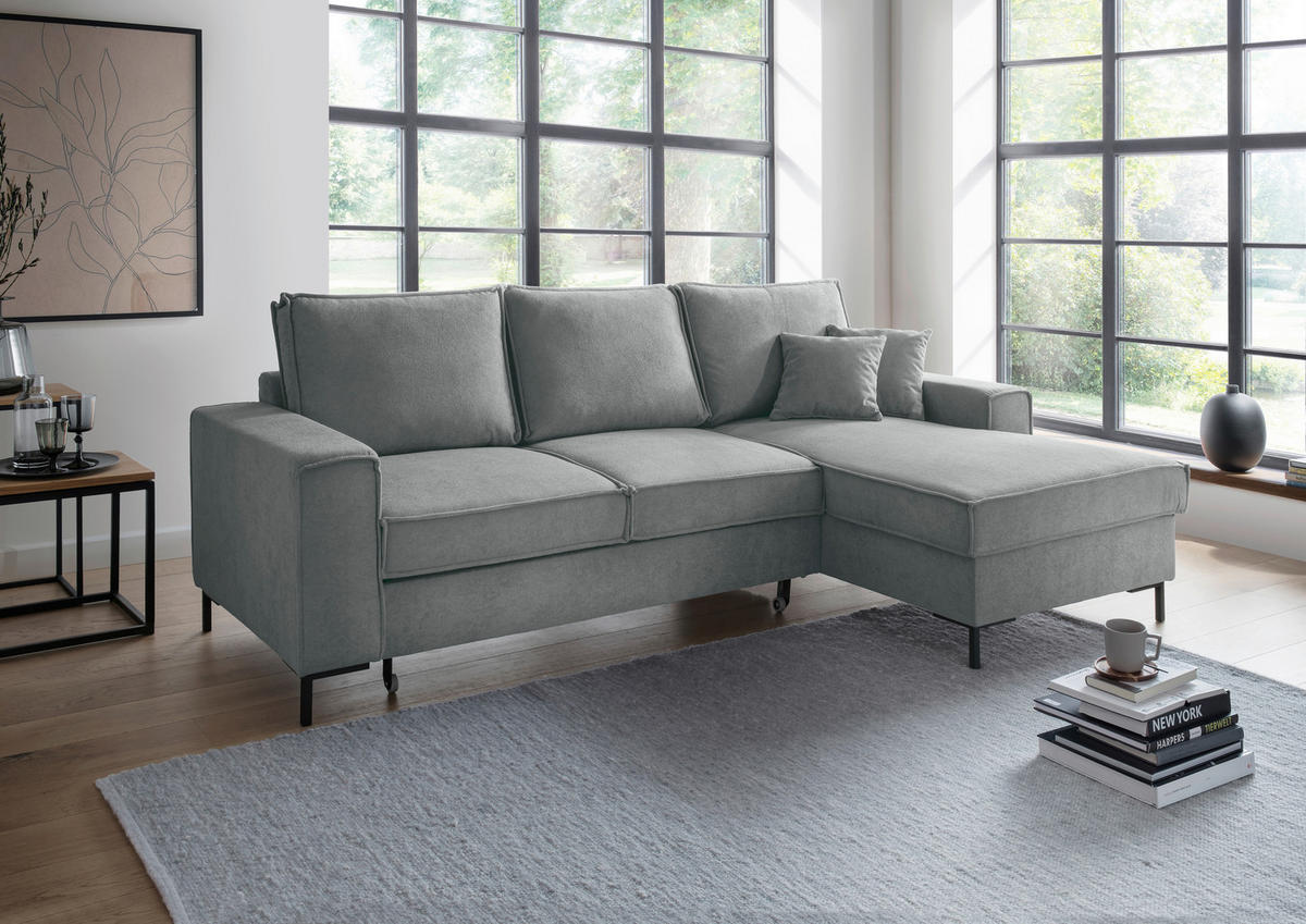 KUTNA GARNITURA tekstil  antracit   - crna/antracit, Moderno, tekstil/metal (240/150cm) - Livetastic