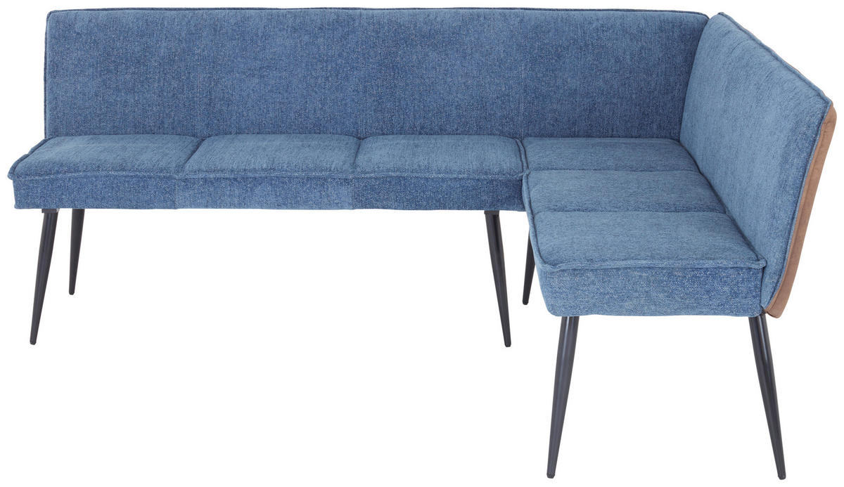 ECKBANK 194/154 cm Leinenoptik, Webstoff Braun, Blau   - Blau/Schwarz, MODERN, Textil/Metall (194/154cm) - MID.YOU