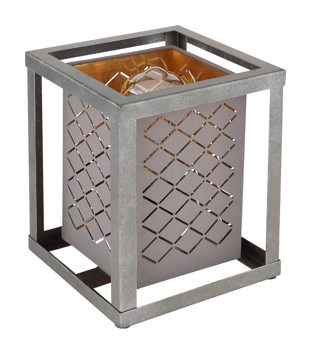TISCHLEUCHTE 17/17/22 cm   - Silberfarben/Goldfarben, Design, Textil/Metall (17/17/22cm) - Globo