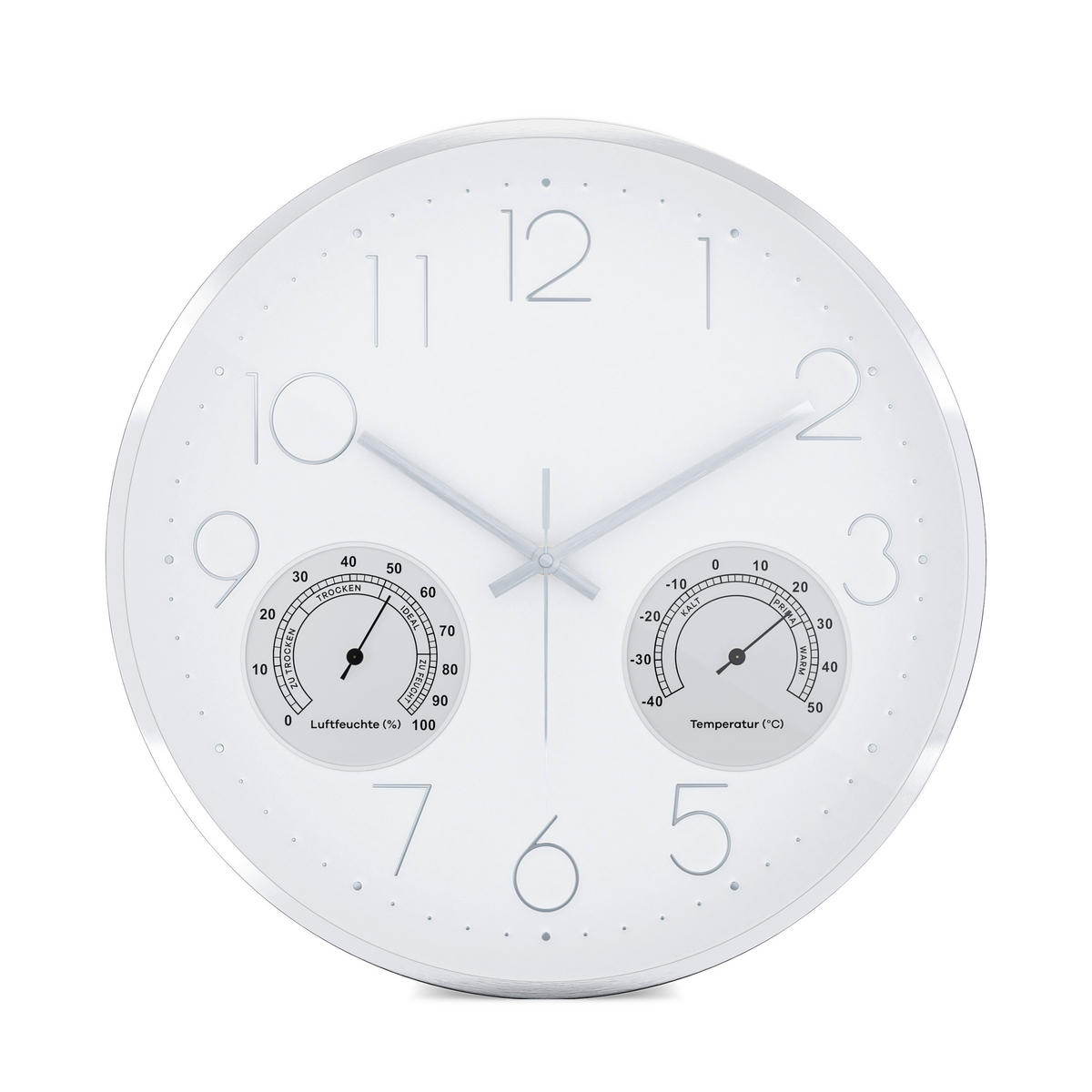 WANDUHR Silberfarben, Weiß  - Silberfarben/Weiß, Basics, Metall (35cm)