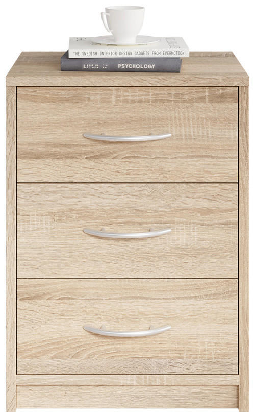 NOĆNI ORMARIĆ hrast Sonoma - siva/crna, Basics, drvni materijal/plastika (38,5/54/28,2cm) - P & B