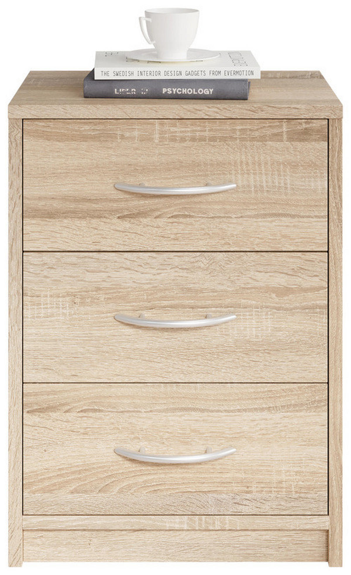 NOČNÝ STOLÍK, dub sonoma, 38,5/54/28,2 cm - čierna/sivá, Basics, kompozitné drevo/plast (38,5/54/28,2cm) - Carryhome