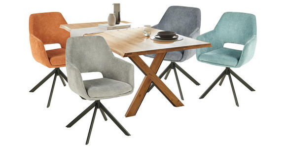 ESSTISCH in Holz, Metall 200/100/76 cm  - Eichefarben/Schwarz, Natur, Holz/Metall (200/100/76cm) - Linea Natura