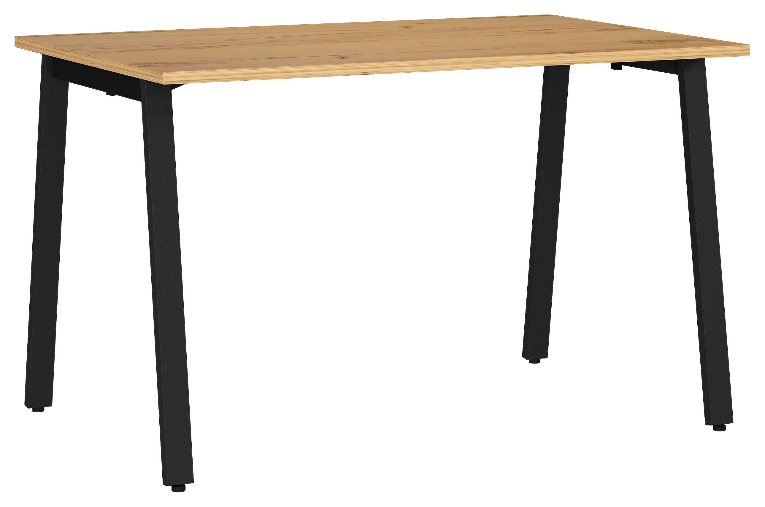 SCHREIBTISCH 120/80/75 cm Schwarz, Eichefarben, Hellbraun in verschiedenen Holz-Dekoren erhältlich, justierbare Füße  - Hellbraun/Eichefarben, MODERN, Holzwerkstoff/Metall (120/80/75cm) - Novel
