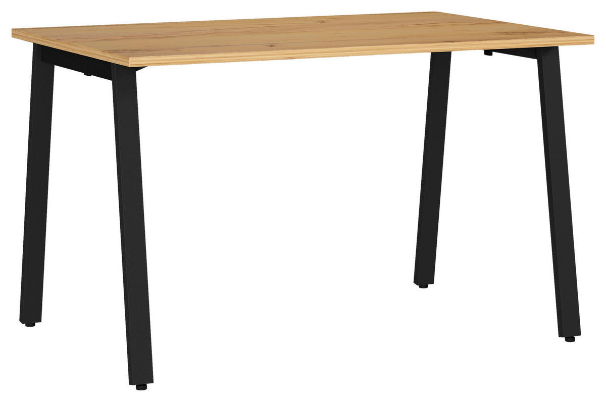 SCHREIBTISCH 120/80/75 cm, Schwarz, Eichefarben, Hellbraun, in verschiedenen Holz-Dekoren erhältlich, justierbare Füße  - Hellbraun/Eichefarben, MODERN, Holzwerkstoff/Metall (120/80/75cm) - Novel