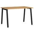 SCHREIBTISCH 120/80/75 cm, Schwarz, Eichefarben, Hellbraun, in verschiedenen Holz-Dekoren erhältlich, justierbare Füße  - Hellbraun/Eichefarben, MODERN, Holzwerkstoff/Metall (120/80/75cm) - Novel
