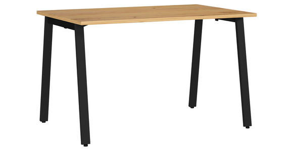 SCHREIBTISCH 120/80/75 cm, Schwarz, Eichefarben, Hellbraun, in verschiedenen Holz-Dekoren erhältlich, justierbare Füße  - Hellbraun/Eichefarben, MODERN, Holzwerkstoff/Metall (120/80/75cm) - Novel
